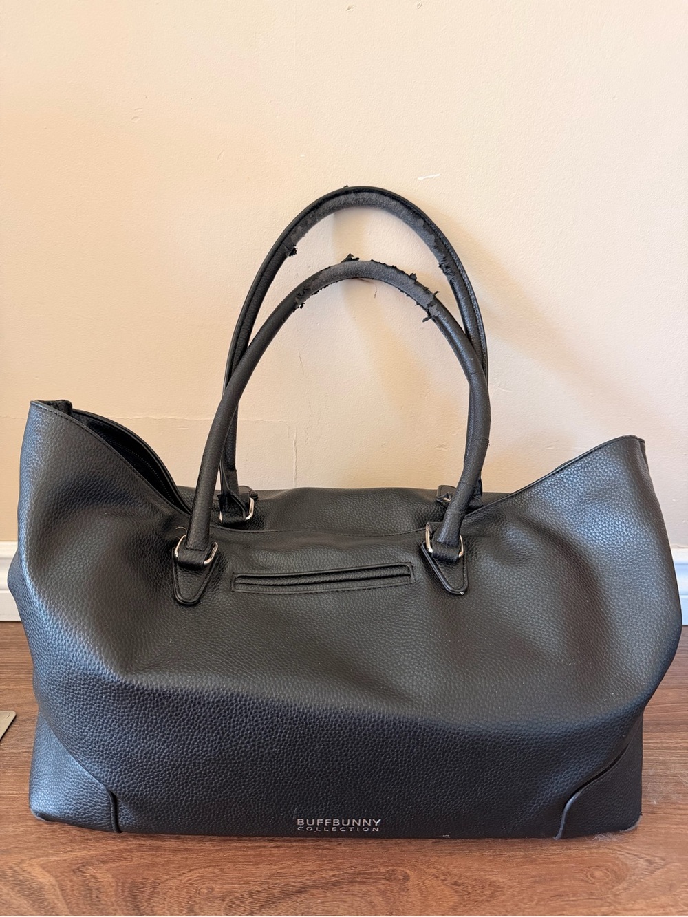 BuffBunny Black Pebbled Leather Carryall Tote